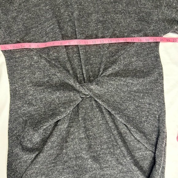 Lush NWT Twist Front Wrap Long Sleeve Charcoal Sweater Midi Soft Dress Sz L - Picture 9 of 10